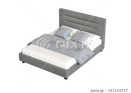 double bed isolated on a transparent background, furniture for the bedroom interior, 3D illustration, cg render double bed isolated on a transparent background, furniture for the bedroom interior, 3D illustration, cg render 141324737