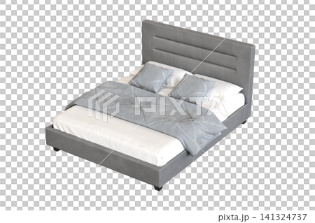 double bed isolated on a transparent background, furniture for the bedroom interior, 3D illustration, cg render double bed isolated on a transparent background, furniture for the bedroom interior, 3D illustration, cg render 141324737