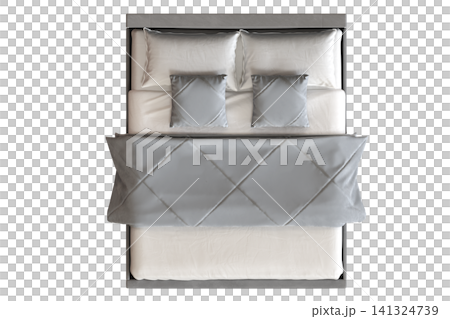 double bed isolated on a transparent background, furniture for the bedroom interior, 3D illustration, cg render double bed isolated on a transparent background, furniture for the bedroom interior, 3D illustration, cg render 141324739