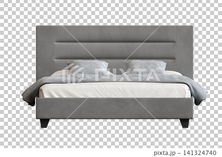 double bed isolated on a transparent background, furniture for the bedroom interior, 3D illustration, cg render double bed isolated on a transparent background, furniture for the bedroom interior, 3D illustration, cg render 141324740