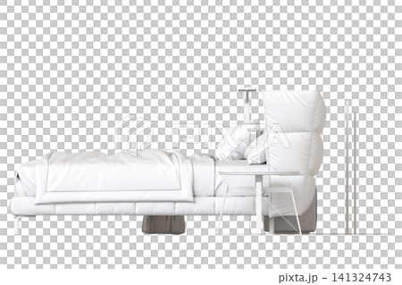 double bed isolated on a transparent background, furniture for the bedroom interior, 3D illustration, cg render 141324743