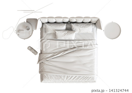 double bed isolated on a transparent background, furniture for the bedroom interior, 3D illustration, cg render double bed isolated on a transparent background, furniture for the bedroom interior, 3D illustration, cg render 141324744