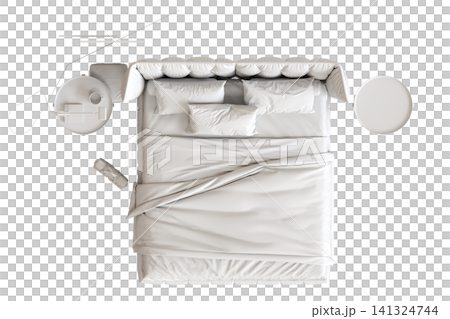 double bed isolated on a transparent background, furniture for the bedroom interior, 3D illustration, cg render double bed isolated on a transparent background, furniture for the bedroom interior, 3D illustration, cg render 141324744
