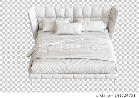 double bed isolated on a transparent background, furniture for the bedroom interior, 3D illustration, cg render double bed isolated on a transparent background, furniture for the bedroom interior, 3D illustration, cg render 141324751