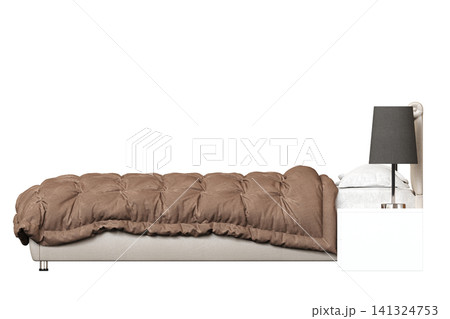 double bed isolated on a transparent background, furniture for the bedroom interior, 3D illustration, cg render double bed isolated on a transparent background, furniture for the bedroom interior, 3D illustration, cg render 141324753