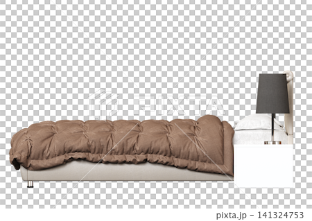 double bed isolated on a transparent background, furniture for the bedroom interior, 3D illustration, cg render double bed isolated on a transparent background, furniture for the bedroom interior, 3D illustration, cg render 141324753