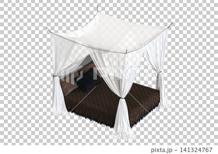 double bed isolated on a transparent background, furniture for the bedroom interior, 3D illustration, cg render double bed isolated on a transparent background, furniture for the bedroom interior, 3D illustration, cg render 141324767