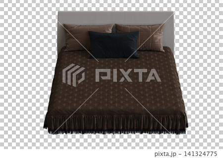 double bed isolated on a transparent background, furniture for the bedroom interior, 3D illustration, cg render double bed isolated on a transparent background, furniture for the bedroom interior, 3D illustration, cg render 141324775