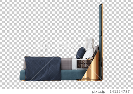 double bed isolated on a transparent background, furniture for the bedroom interior, 3D illustration, cg render double bed isolated on a transparent background, furniture for the bedroom interior, 3D illustration, cg render 141324787