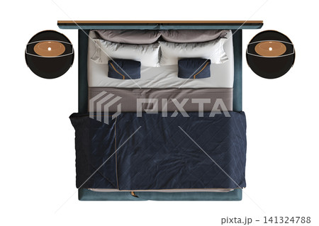 double bed isolated on a transparent background, furniture for the bedroom interior, 3D illustration, cg render double bed isolated on a transparent background, furniture for the bedroom interior, 3D illustration, cg render 141324788