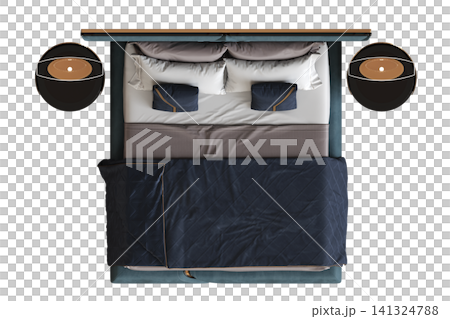 double bed isolated on a transparent background, furniture for the bedroom interior, 3D illustration, cg render double bed isolated on a transparent background, furniture for the bedroom interior, 3D illustration, cg render 141324788