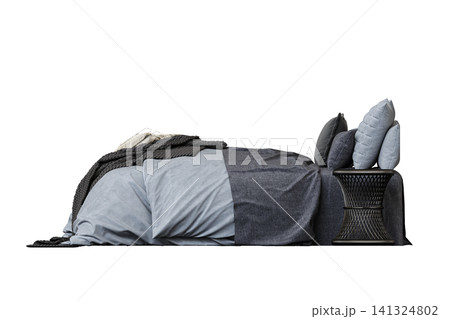 double bed isolated on a transparent background, furniture for the bedroom interior, 3D illustration, cg render double bed isolated on a transparent background, furniture for the bedroom interior, 3D illustration, cg render 141324802