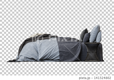 double bed isolated on a transparent background, furniture for the bedroom interior, 3D illustration, cg render double bed isolated on a transparent background, furniture for the bedroom interior, 3D illustration, cg render 141324802