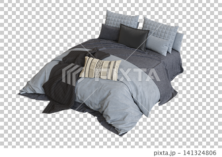 double bed isolated on a transparent background, furniture for the bedroom interior, 3D illustration, cg render double bed isolated on a transparent background, furniture for the bedroom interior, 3D illustration, cg render 141324806