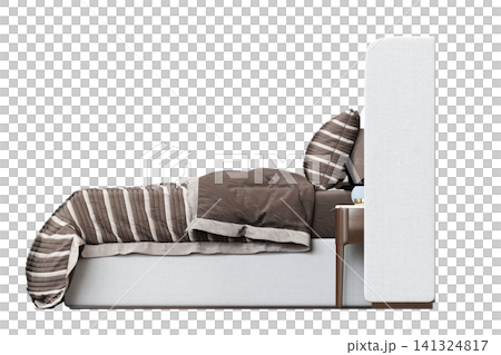 double bed isolated on a transparent background, furniture for the bedroom interior, 3D illustration, cg render double bed isolated on a transparent background, furniture for the bedroom interior, 3D illustration, cg render 141324817