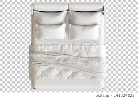 double bed isolated on a transparent background, furniture for the bedroom interior, 3D illustration, cg render double bed isolated on a transparent background, furniture for the bedroom interior, 3D illustration, cg render 141324828