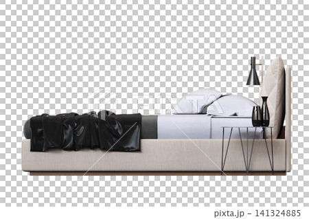 double bed isolated on a transparent background, furniture for the bedroom interior, 3D illustration, cg render double bed isolated on a transparent background, furniture for the bedroom interior, 3D illustration, cg render 141324885