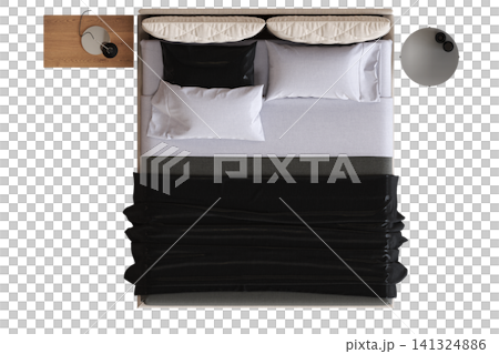 double bed isolated on a transparent background, furniture for the bedroom interior, 3D illustration, cg render double bed isolated on a transparent background, furniture for the bedroom interior, 3D illustration, cg render 141324886