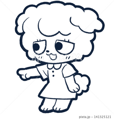 指をさすトイプードルの線画ラスターイラスト 指をさすトイプードルの線画ラスターイラスト 141325121