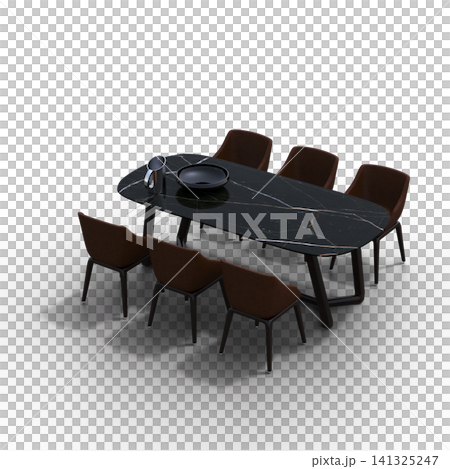 diner table isolated on transparent background, 3D illustration, cg render diner table isolated on transparent background, 3D illustration, cg render 141325247