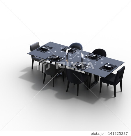 diner table isolated on transparent background, 3D illustration, cg render 141325287