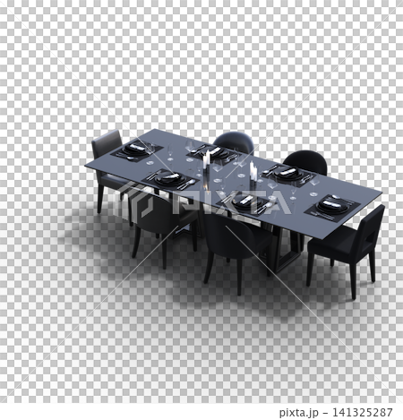 diner table isolated on transparent background, 3D illustration, cg render diner table isolated on transparent background, 3D illustration, cg render 141325287
