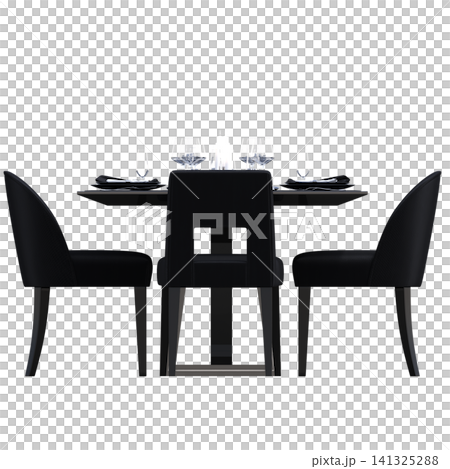 diner table isolated on transparent background, 3D illustration, cg render diner table isolated on transparent background, 3D illustration, cg render 141325288