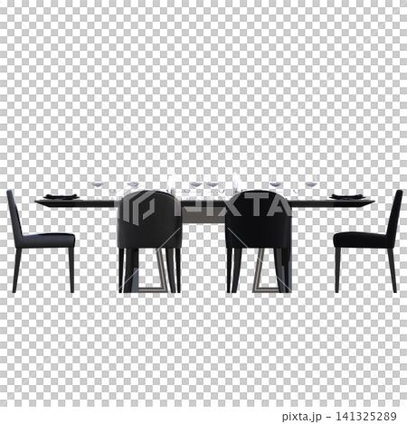 diner table isolated on transparent background, 3D illustration, cg render diner table isolated on transparent background, 3D illustration, cg render 141325289