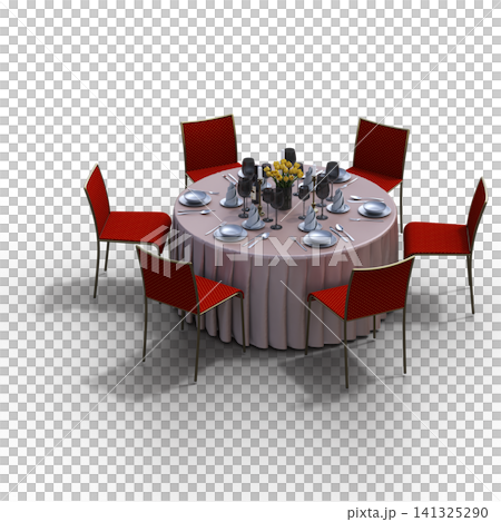 diner table isolated on transparent background, 3D illustration, cg render diner table isolated on transparent background, 3D illustration, cg render 141325290