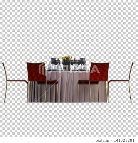 diner table isolated on transparent background, 3D illustration, cg render diner table isolated on transparent background, 3D illustration, cg render 141325291