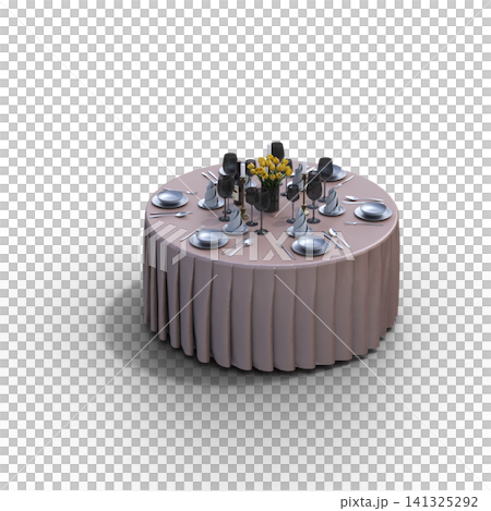 diner table isolated on transparent background, 3D illustration, cg render diner table isolated on transparent background, 3D illustration, cg render 141325292