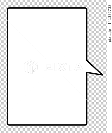 A simple, vertically elongated, rectangular speech bubble with the nozzle on the right side. 141325732