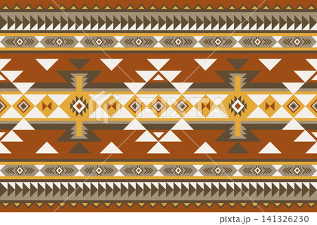 Decorative Southwestern Geometric Stripe Pattern with Tribal Ornaments for Textile Design Decorative Southwestern Geometric Stripe Pattern with Tribal Ornaments for Textile Design 141326230