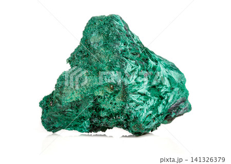 Macro mineral stone plisoviy, plush, satin malachite on a white background Macro mineral stone plisoviy, plush, satin malachite on a white background 141326379