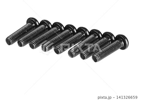 hex socket head screw in black color on isolated white background hex socket head screw in black color on isolated white background 141326659