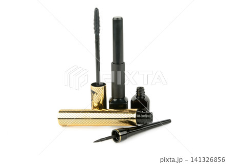 Liquid Eyeliner Brush and Mascara Wand Set with Elegant Packaging Luxury Decorative Cosmetics for Eyelashes and Eyelids Closeup Liquid Eyeliner Brush and Mascara Wand Set with Elegant Packaging Luxury Decorative Cosmetics for Eyelashes and Eyelids Closeup 141326856