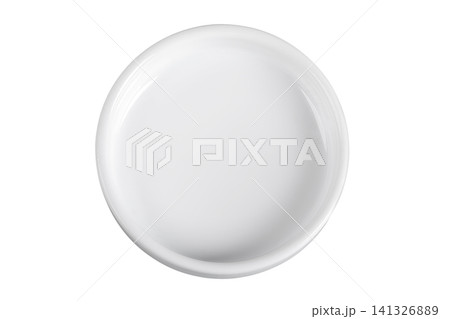 white ceramic bowl isolated on white background. Top view. Flat lay white ceramic bowl isolated on white background. Top view. Flat lay 141326889