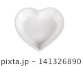 white heart shaped ceramic bowl isolated on white background. Top view. Flat lay 141326890