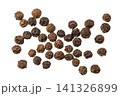 Black peppercorns or pepper isolated on a white background. Top view. Flat lay 141326899