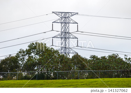 An Electrical Transmission Tower supporting High Voltage Power Lines 141327062