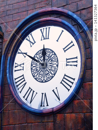 Big dark brick tower clock Big dark brick tower clock 141327364