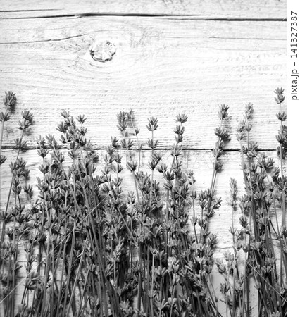 Lavender flowers lie on the table Lavender flowers lie on the table 141327387