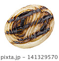Grilled onion slice isolated on white background with clipping path 141329570