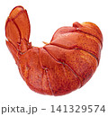 Cooked lobster tail isolated on white background with clipping path 141329574