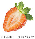 One strawberry slice isolated on white background with clipping path 141329576