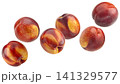 Falling nectarines isolated on white background with clipping path 141329577