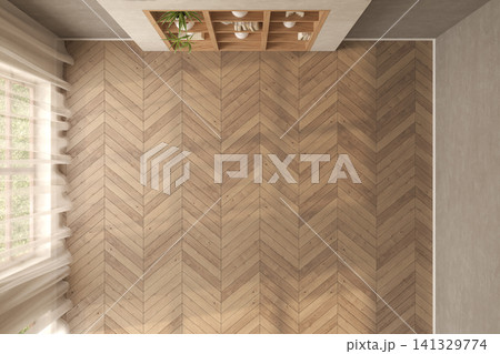 Mid century style conceptual empty interior room top view 3d illustration Mid century style conceptual empty interior room top view 3d illustration 141329774