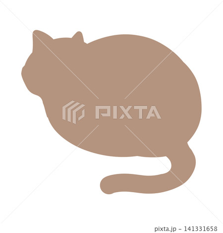 薄い茶色の香箱座りしている猫の後ろ向きのシルエット 141331658