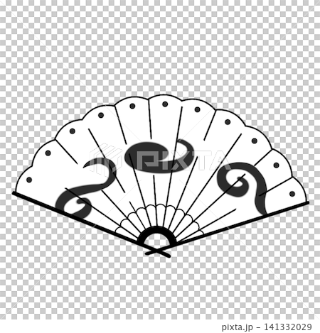 Modern fan illustration with flowing cloud pattern (white x black) 141332029