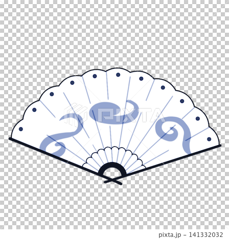 A refreshing illustration of a fan with a flowing cloud pattern (white x blue). A refreshing illustration of a fan with a flowing cloud pattern (white x blue). 141332032
